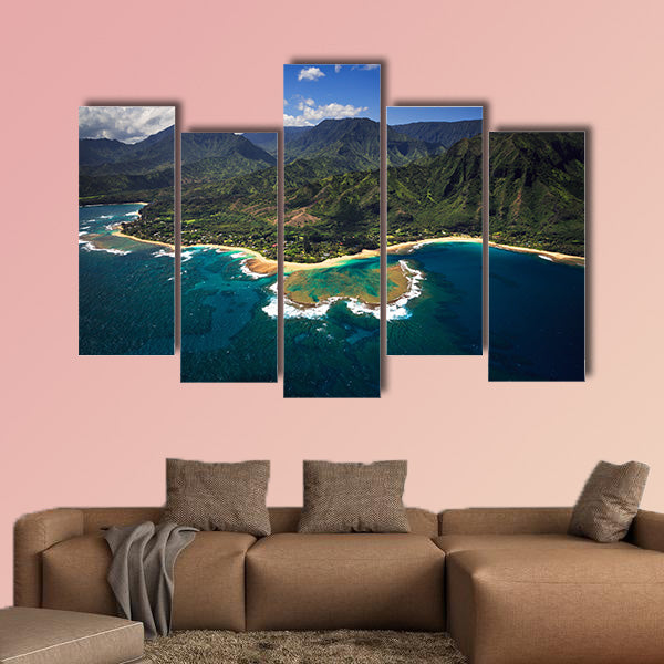 Aerial View of Tunnels Beach and reef system of Multi panel canvas wall art