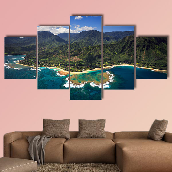 Aerial View of Tunnels Beach and reef system of Multi panel canvas wall art