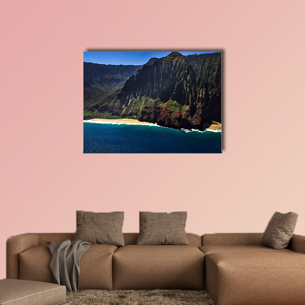 Aerial View of the remote Na Pali Coastline multi panel canvas wall art