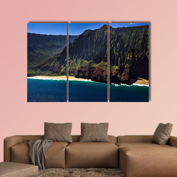 Aerial View of the remote Na Pali Coastline multi panel canvas wall art