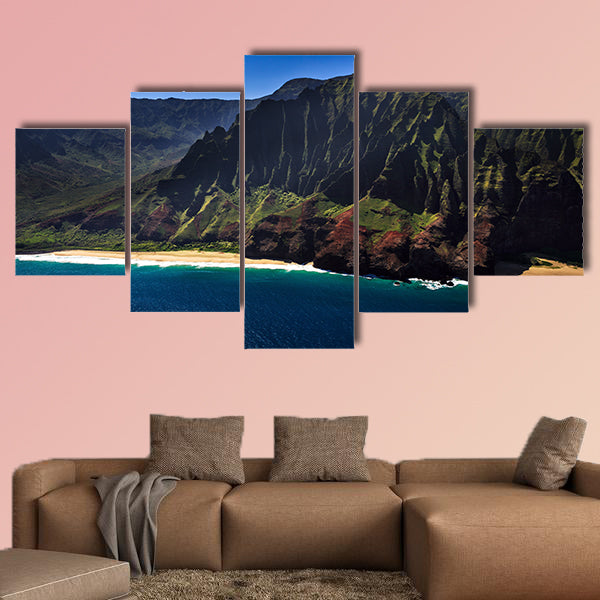 Aerial View of the remote Na Pali Coastline multi panel canvas wall art