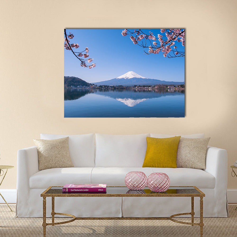 Mount Fuji and Cherry Tree Multi panel canvas wall art