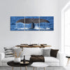 The tail of a Sperm Whale diving panoramic canvas wall art