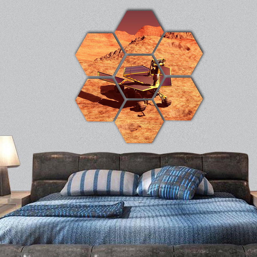 The Mars rover image on Mars hexagonal canvas wall art