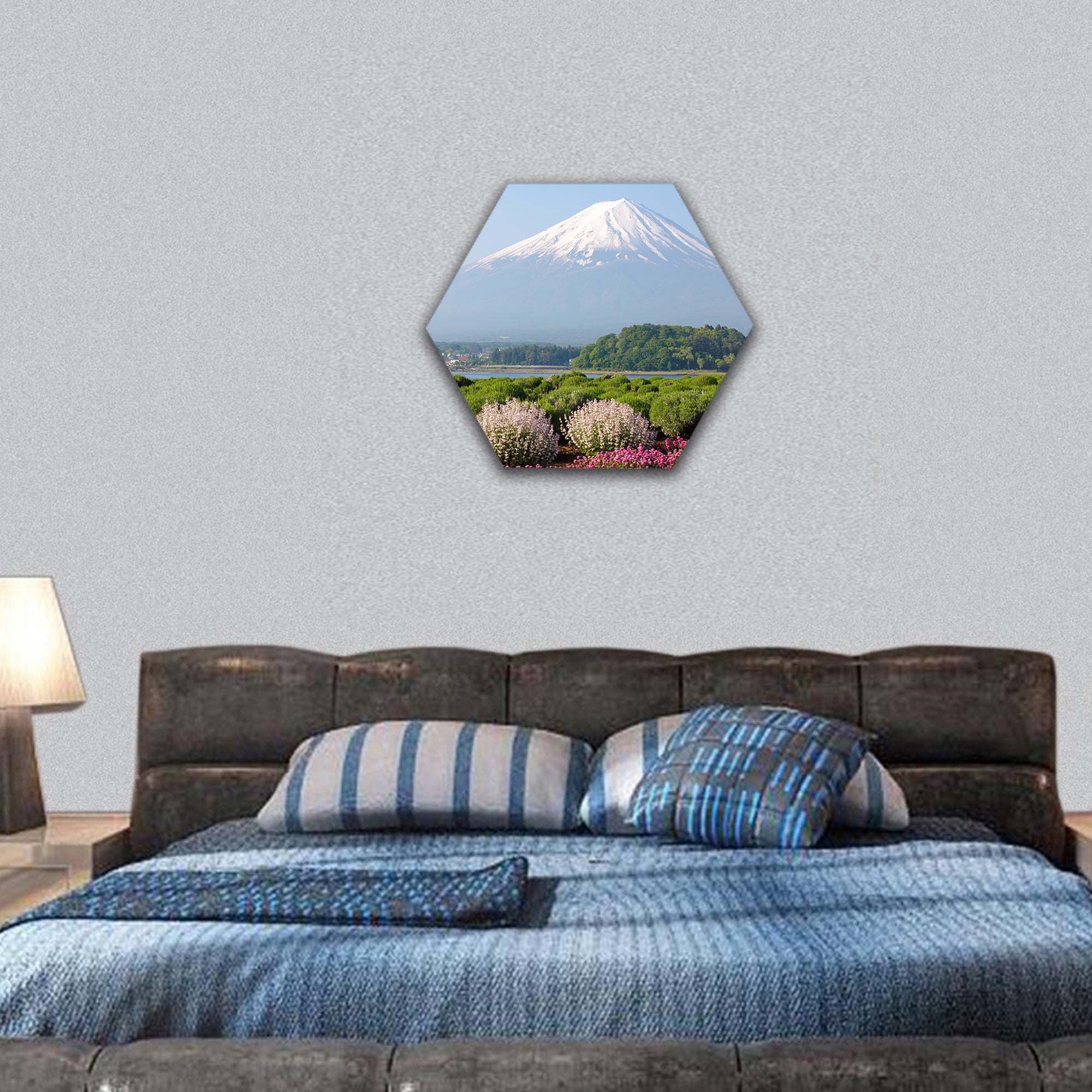 Mountain Fuji in spring hexagonal canvas wall art