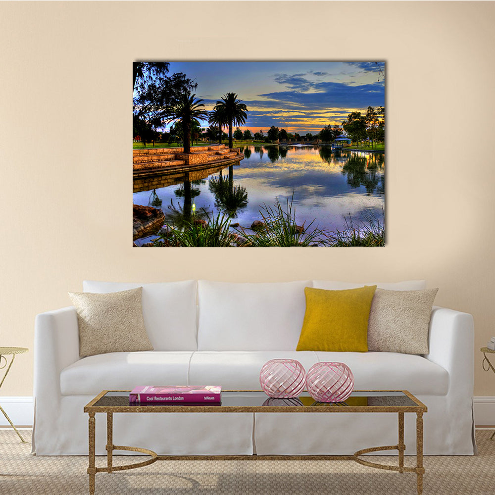The beautiful view of sunrise in the Park Perth multi panel canvas wall art
