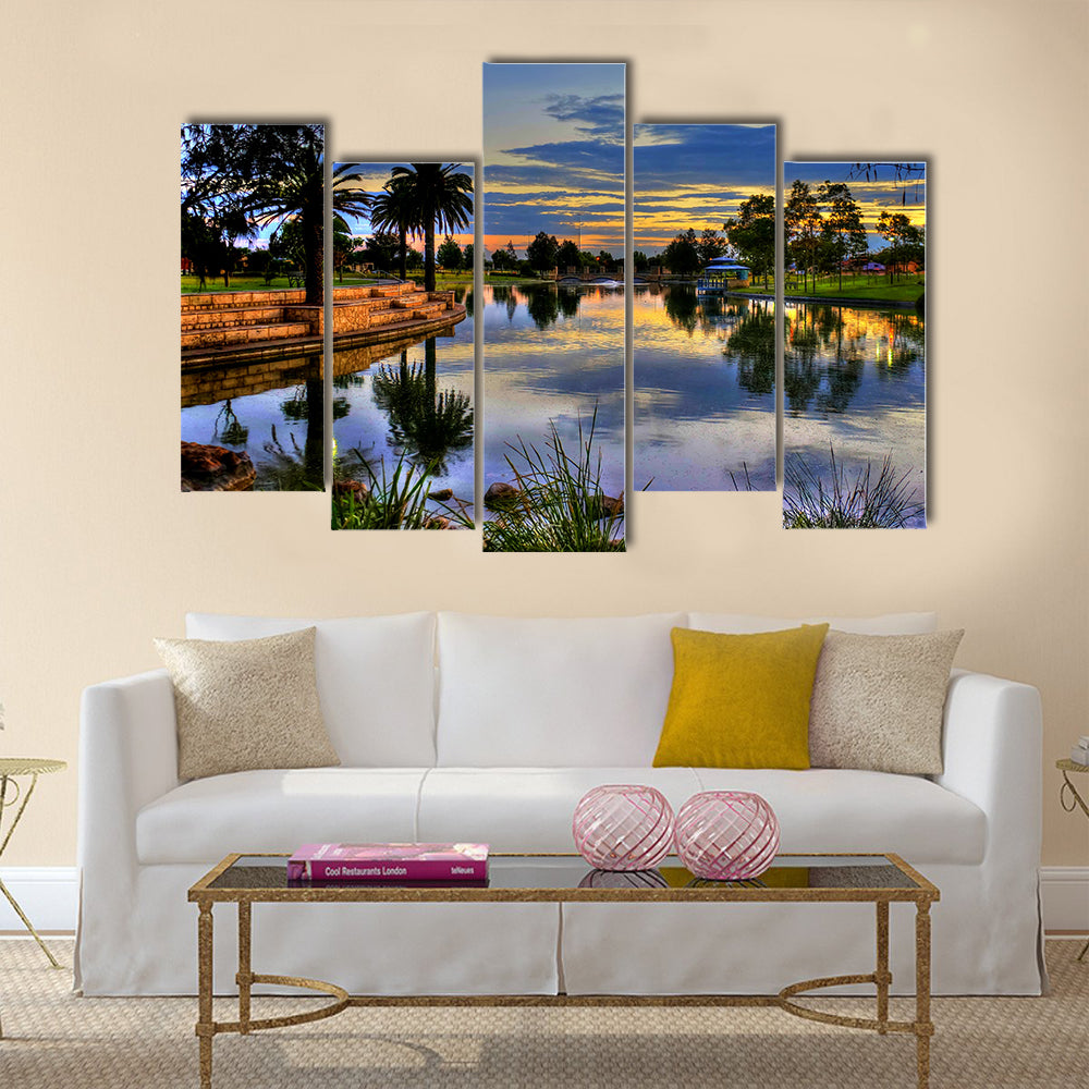 The beautiful view of sunrise in the Park Perth multi panel canvas wall art