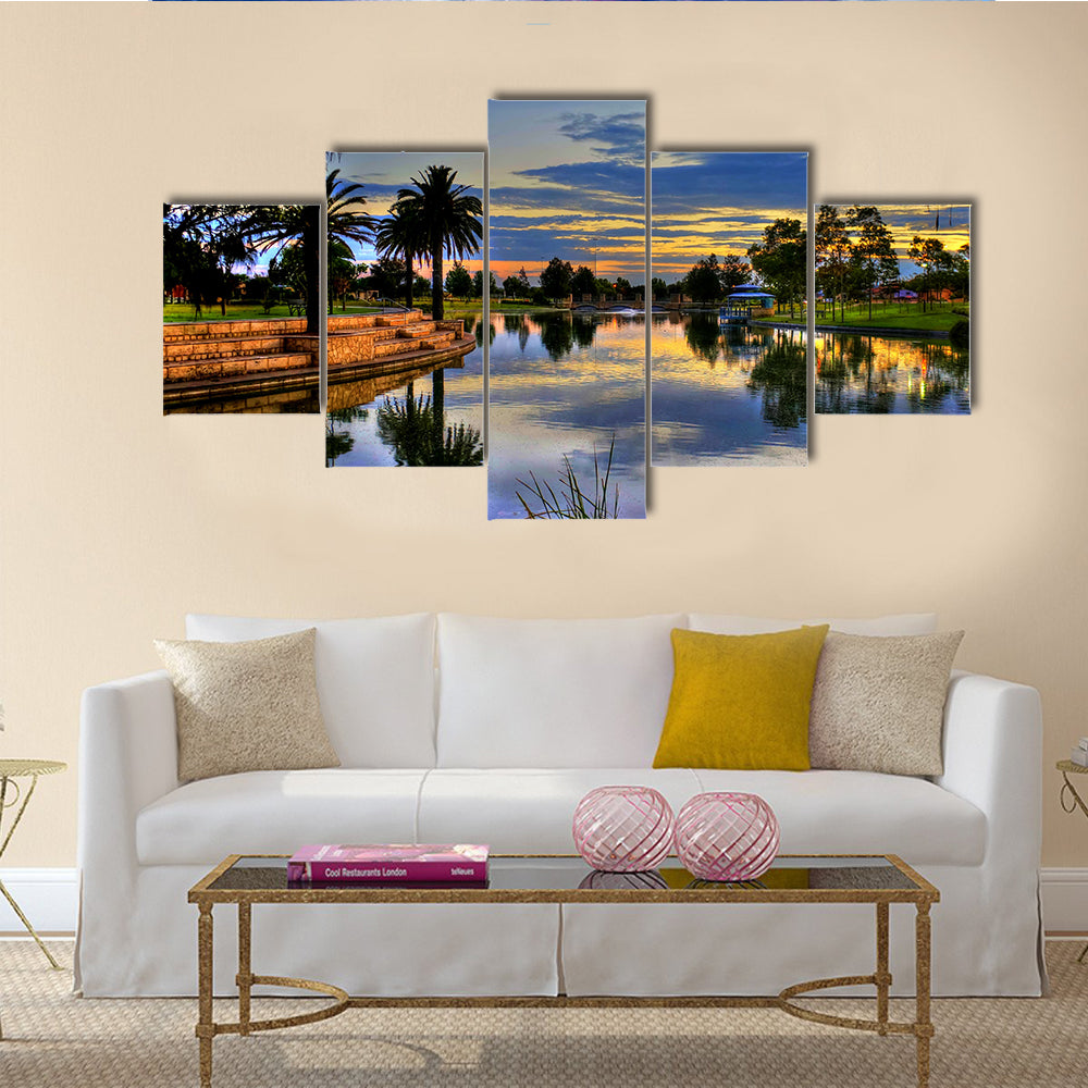 The beautiful view of sunrise in the Park Perth multi panel canvas wall art