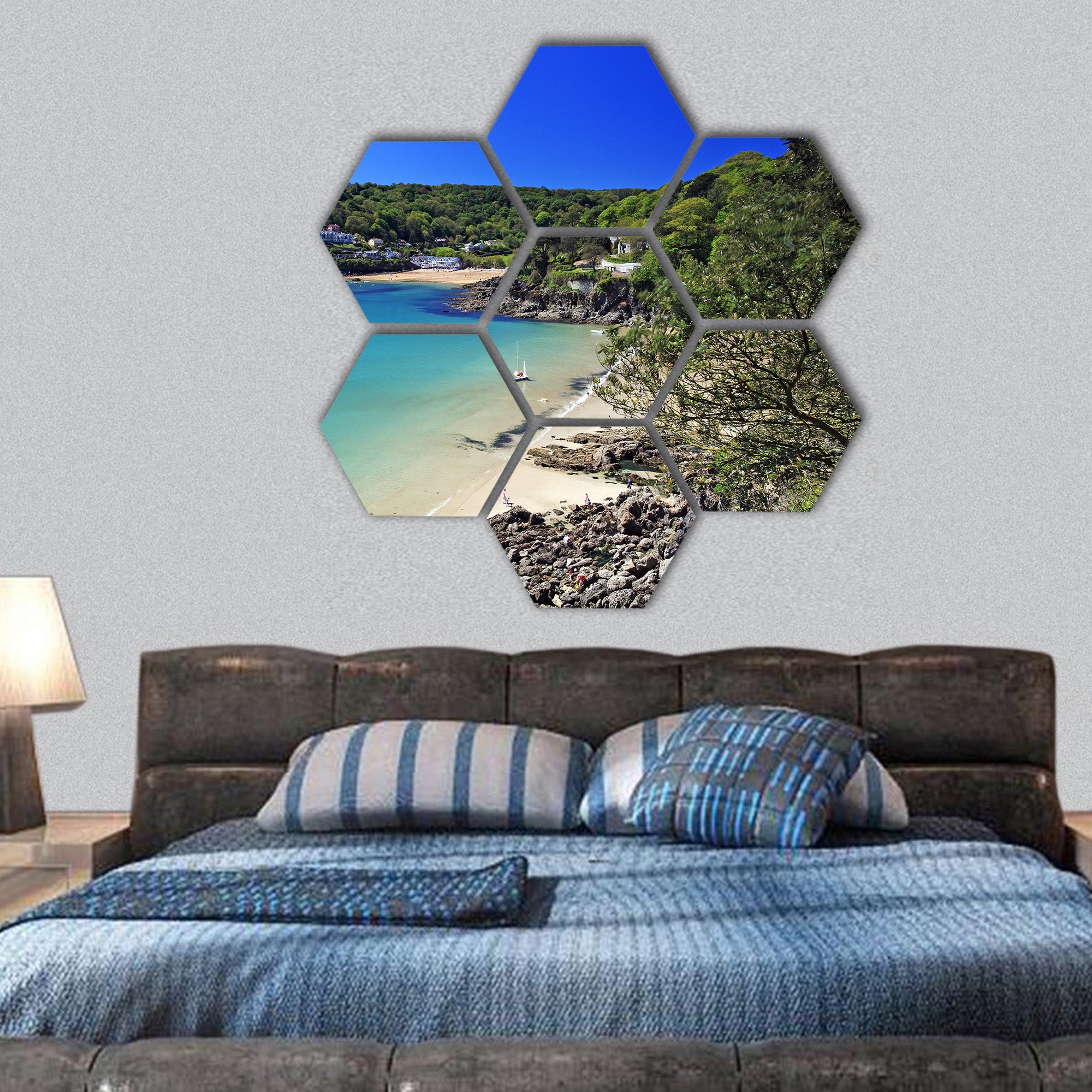 Salcombe in south Devon England hexagonal canvas wall art