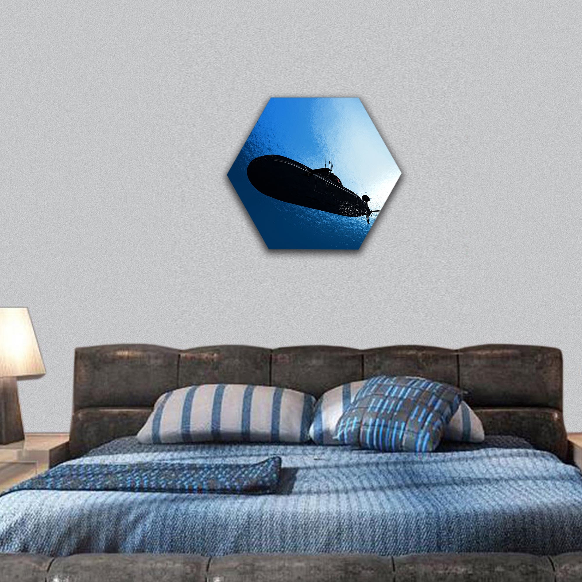 The military ship in the sea hexagonal canvas wall art