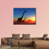 Giant dinosaur in the background of the colorful sky multi panel canvas wall art