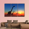 Giant dinosaur in the background of the colorful sky multi panel canvas wall art