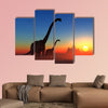 Giant dinosaur in the background of the colorful sky multi panel canvas wall art