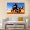 Against the landscape of the motorcyclist Multi panel canvas wall art