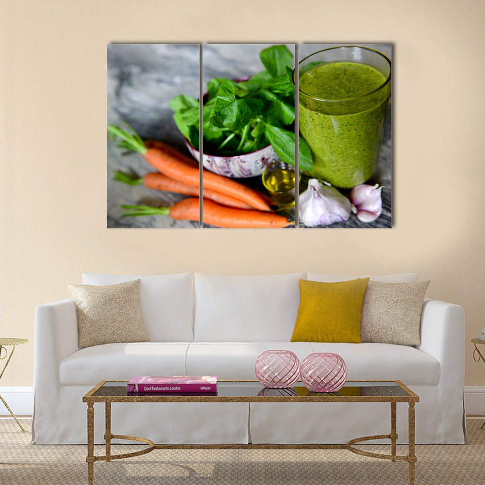 Cocktail from vegetables and spinach with sesame oil Multi panel canvas wall art