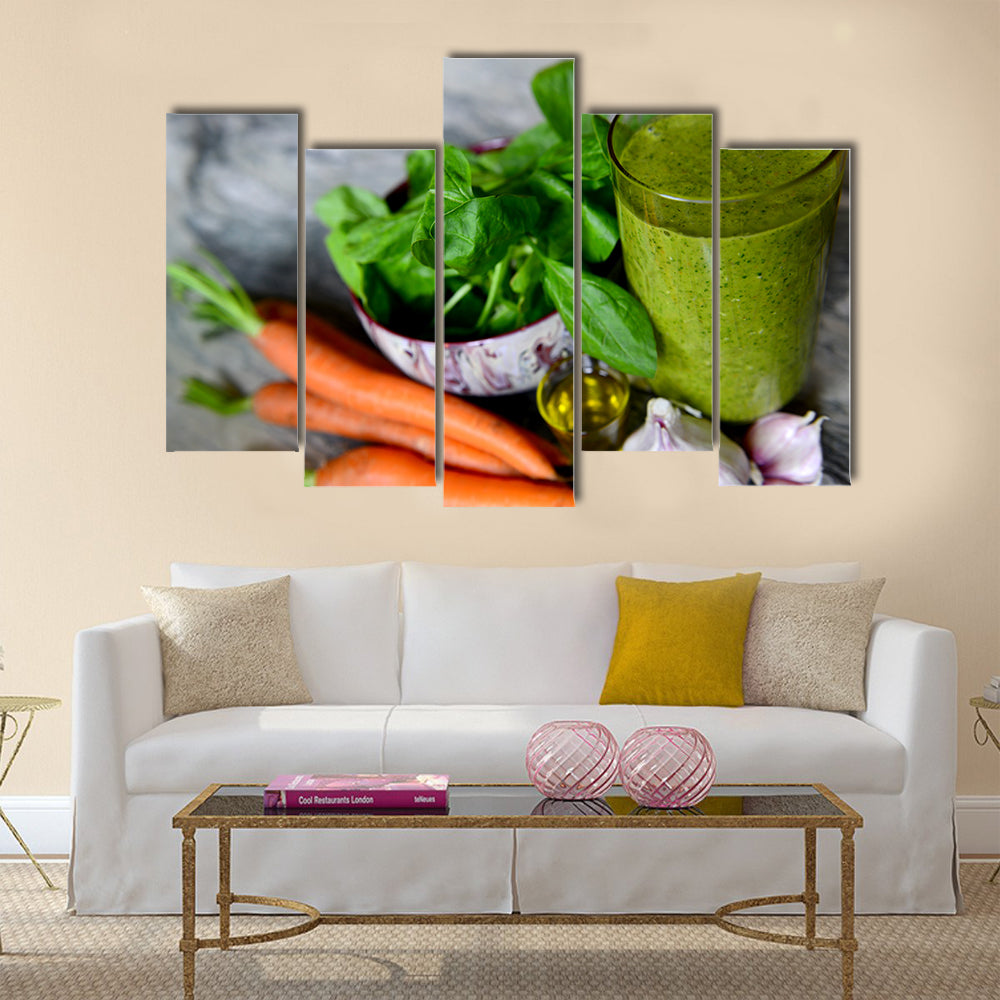 Cocktail from vegetables and spinach with sesame oil Multi panel canvas wall art