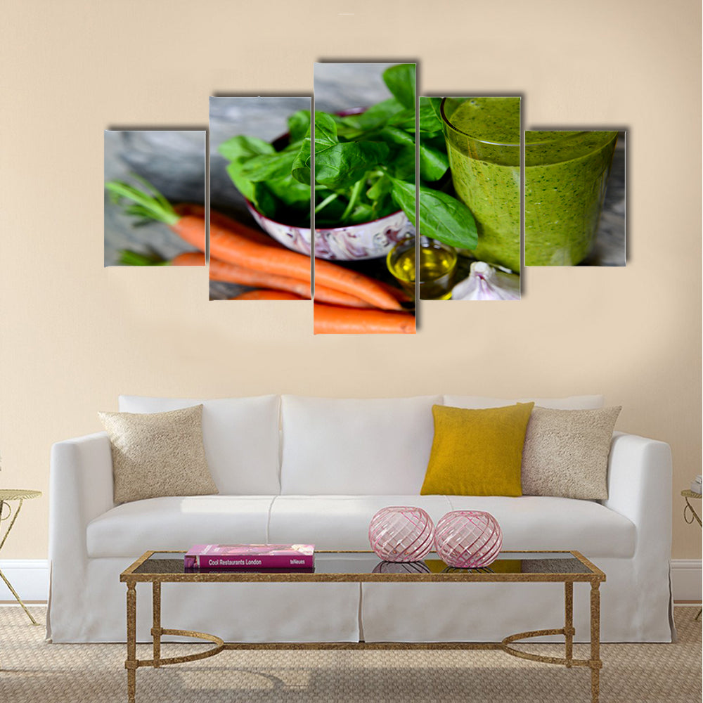 Cocktail from vegetables and spinach with sesame oil Multi panel canvas wall art