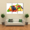 Set of different fruits and vegetables isolated on white background Multi panel canvas wall art