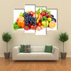 Set of different fruits and vegetables isolated on white background Multi panel canvas wall art