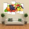 Set of different fruits and vegetables isolated on white background Multi panel canvas wall art