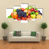 Set of different fruits and vegetables isolated on white background Multi panel canvas wall art