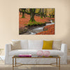 The falling leaves colors the autumn season in the forest Multi Panel Canvas Wall Art