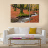 The falling leaves colors the autumn season in the forest Multi Panel Canvas Wall Art