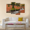 The falling leaves colors the autumn season in the forest Multi Panel Canvas Wall Art