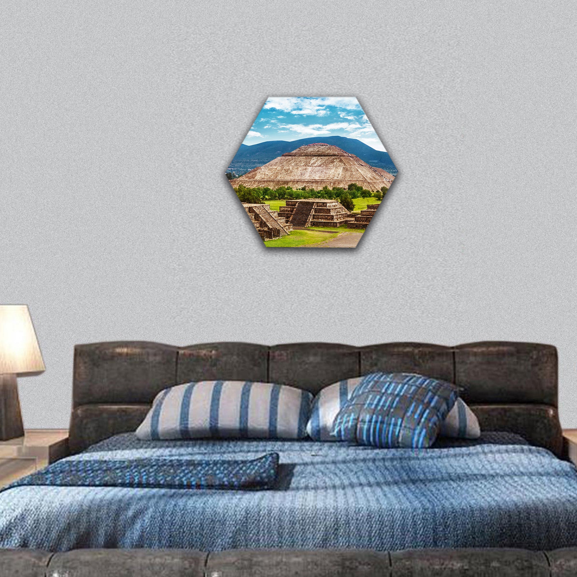 Old ruins of Aztec civilization, Mexico hexagonal canvas wall art