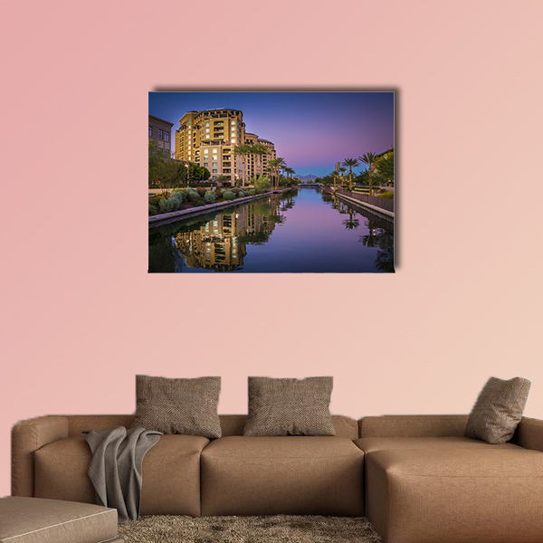  AZ Canal in Scottsdale, AZ, USA at Sunset multi panel canvas wall art