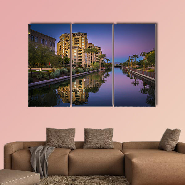  AZ Canal in Scottsdale, AZ, USA at Sunset multi panel canvas wall art