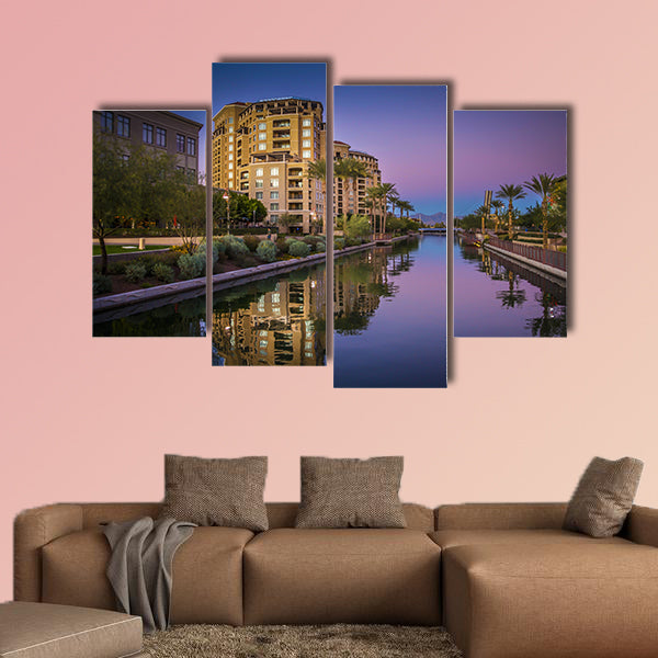  AZ Canal in Scottsdale, AZ, USA at Sunset multi panel canvas wall art
