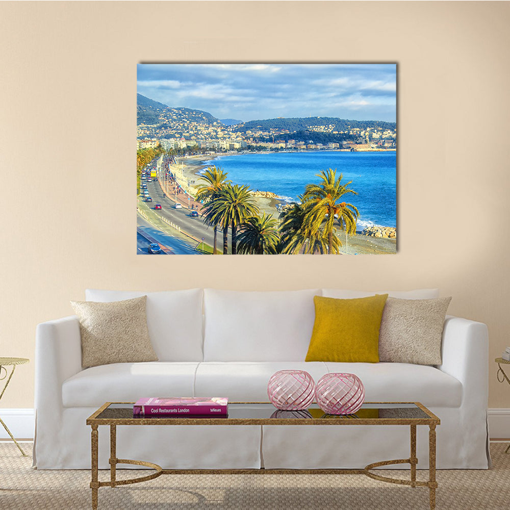 Aerial view of Nice, Cote dAzur multi panel canvas wall art