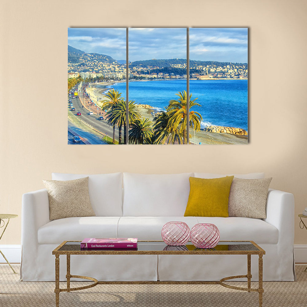 Aerial view of Nice, Cote dAzur multi panel canvas wall art