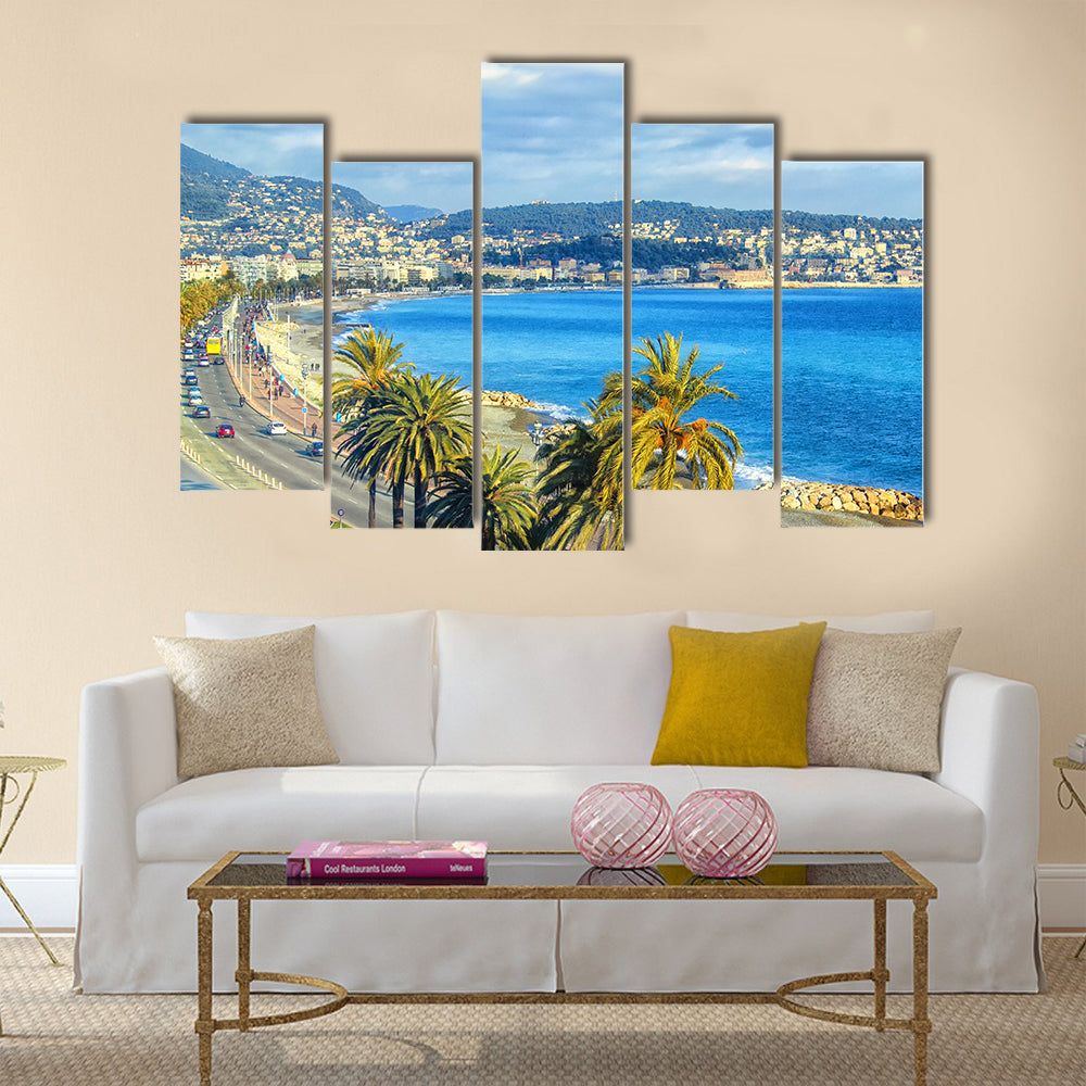 Aerial view of Nice, Cote dAzur multi panel canvas wall art