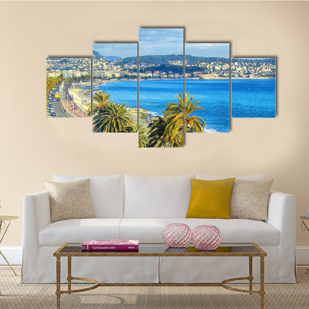 Aerial view of Nice, Cote dAzur multi panel canvas wall art