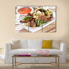 Chinese food Pepper beef at restaurant Multi Panel Canvas Wall Art