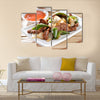 Chinese food Pepper beef at restaurant Multi Panel Canvas Wall Art