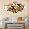 Chinese food Pepper beef at restaurant Multi Panel Canvas Wall Art