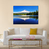 The Mount Hood reflection in Trillium Lake Multi panel canvas wall art