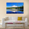 The Mount Hood reflection in Trillium Lake Multi panel canvas wall art