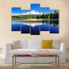 The Mount Hood reflection in Trillium Lake Multi panel canvas wall art