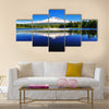 The Mount Hood reflection in Trillium Lake Multi panel canvas wall art