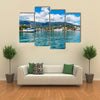 Scenic summer panorama of Black Sea pier and port harbor Multi panel canvas wall art