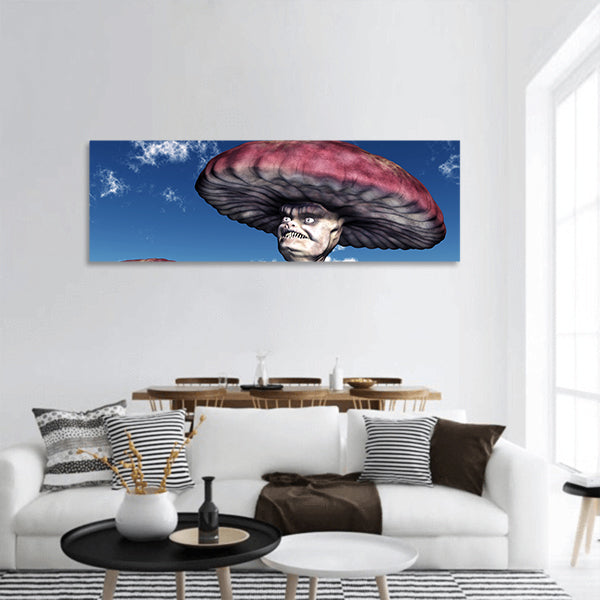 Alien Planet with Alien Plants panoramic canvas wall art