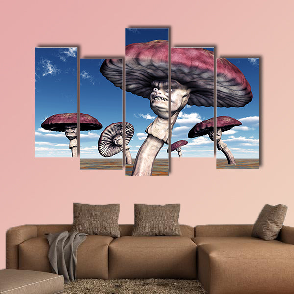 Alien Planet with Alien Plants multi panel canvas wall art