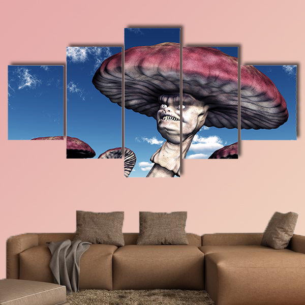 Alien Planet with Alien Plants multi panel canvas wall art