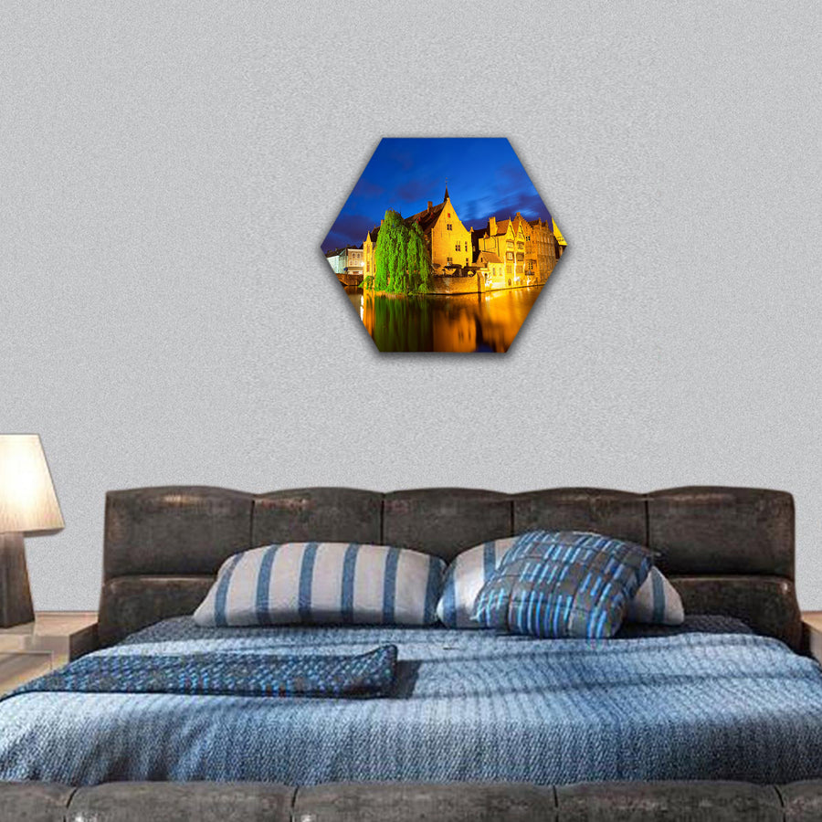Bruges town World Heritage Site of UNESCO hexagonal canvas wall art