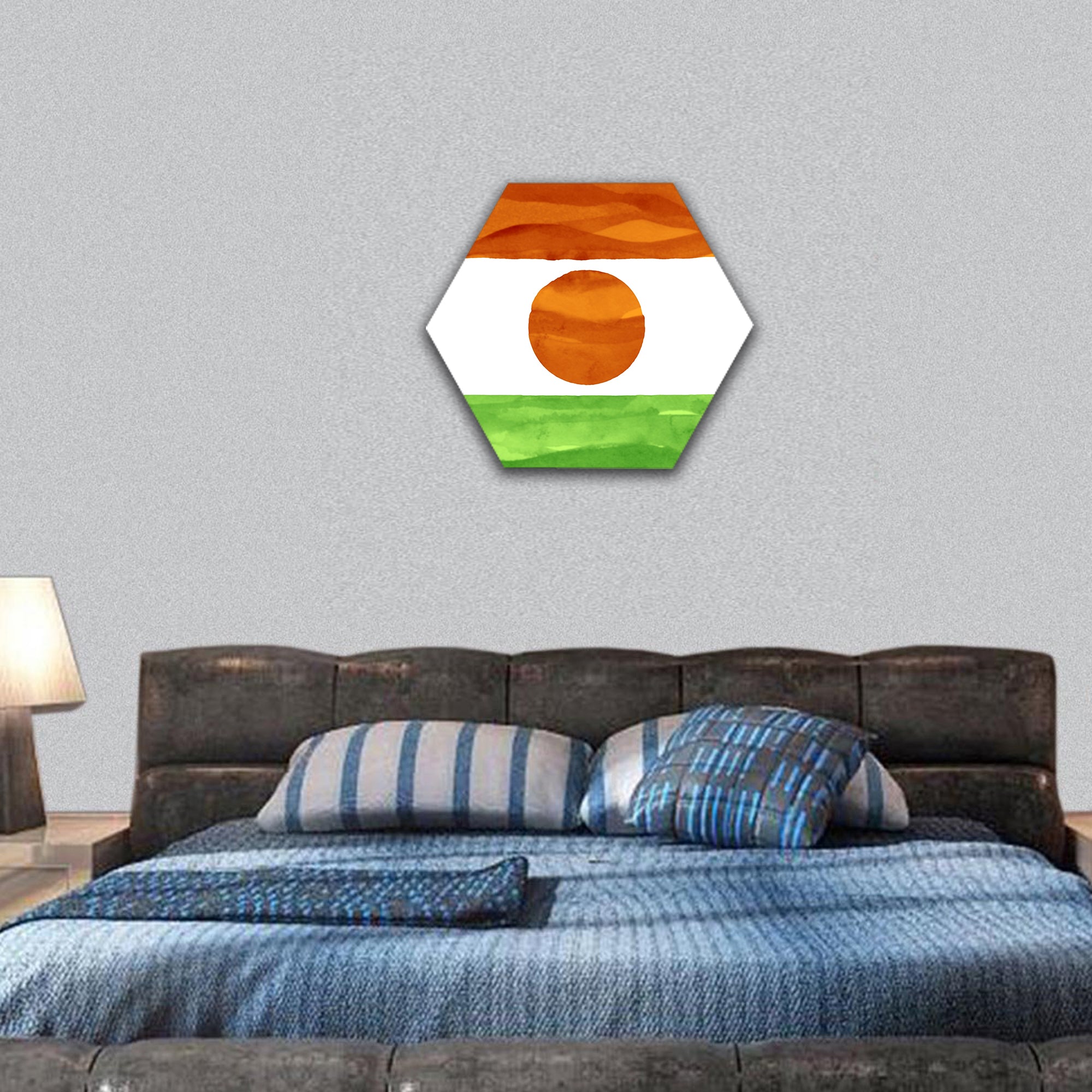 Painted flag of Niger hexagonal canvas wall art