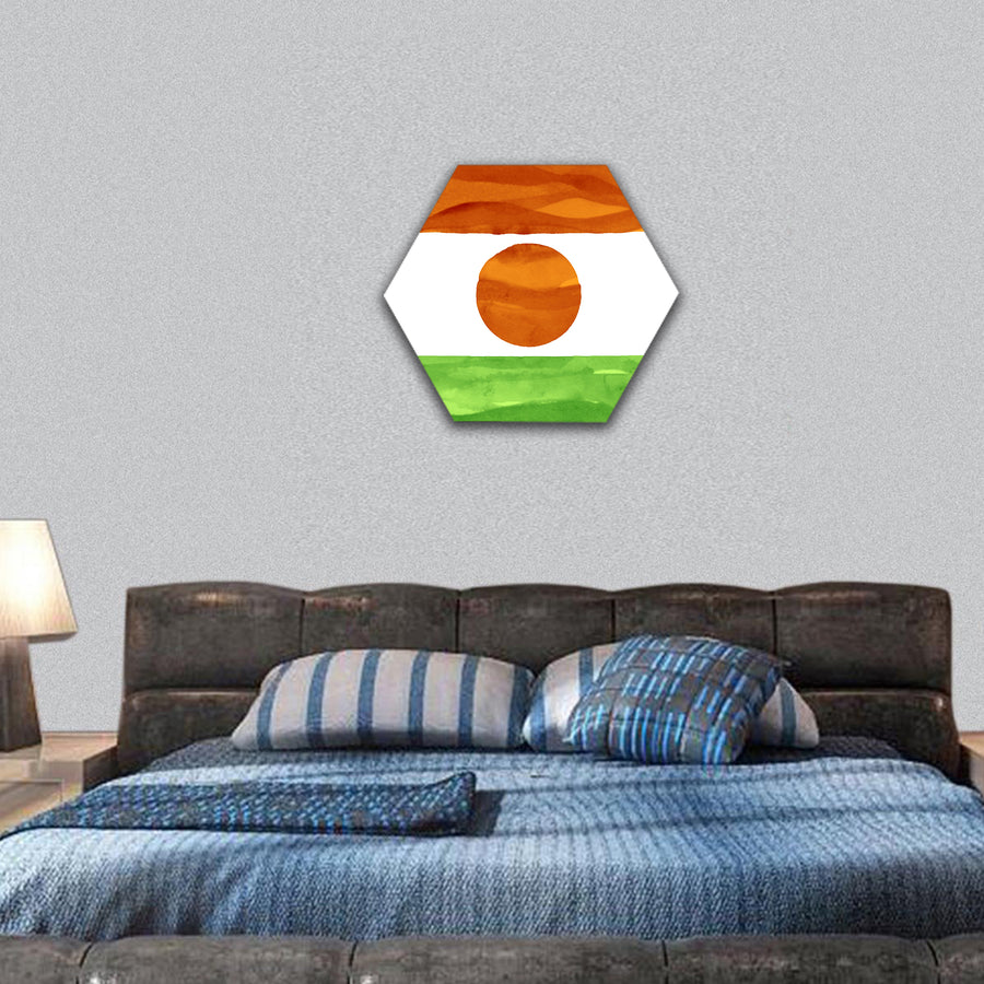 Painted flag of Niger hexagonal canvas wall art